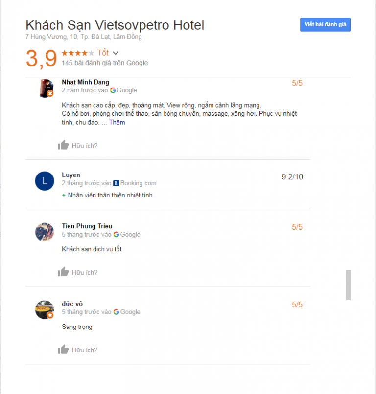 Đánh giá khách sạn Vietsovpetro Đà Lạt