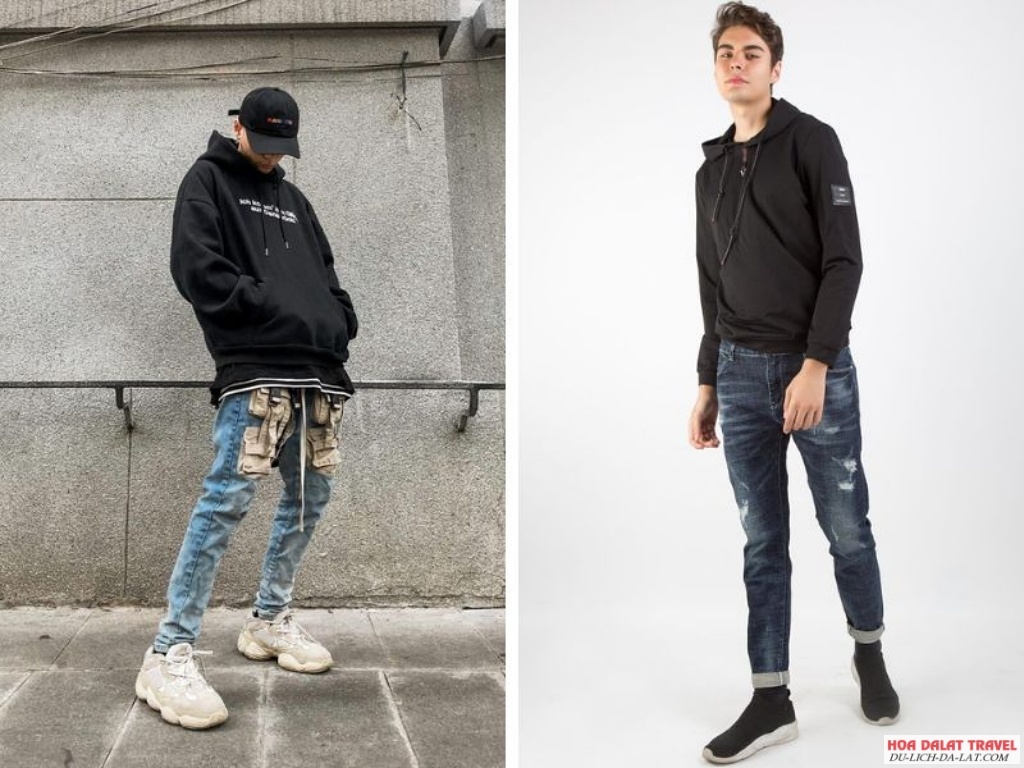 Quần jean và hoodie