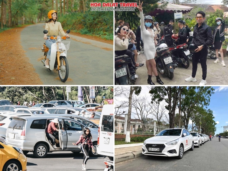 Di chuyển tại Đà Lạt bằng cách thuê xe máy hoặc đi taxi