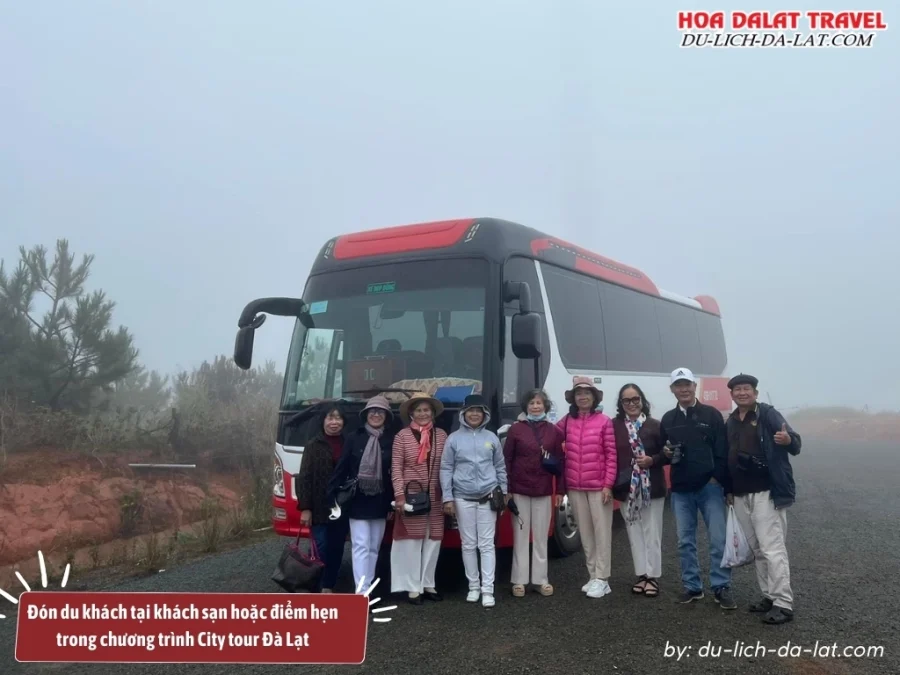 Đón du khách tại khách sạn hoặc điểm hẹn bắt đầu hành trình City Tour Đà Lạt