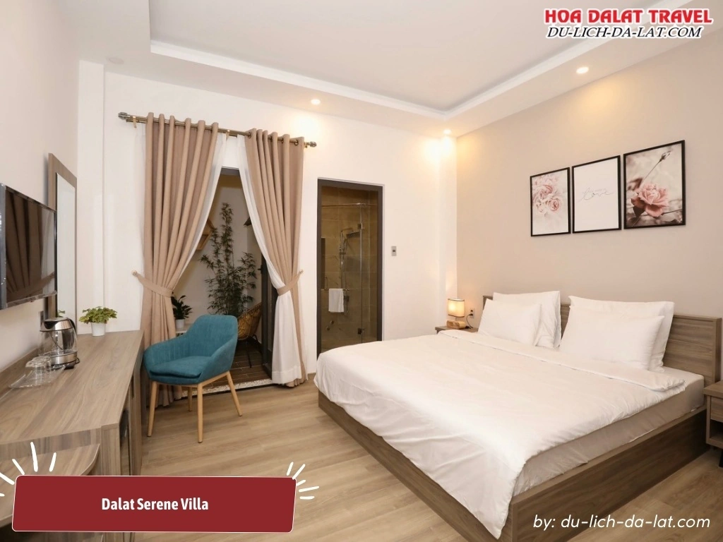 Không gian phòng nghỉ hiện đại và sang trọng tại Dalat Serene Villa