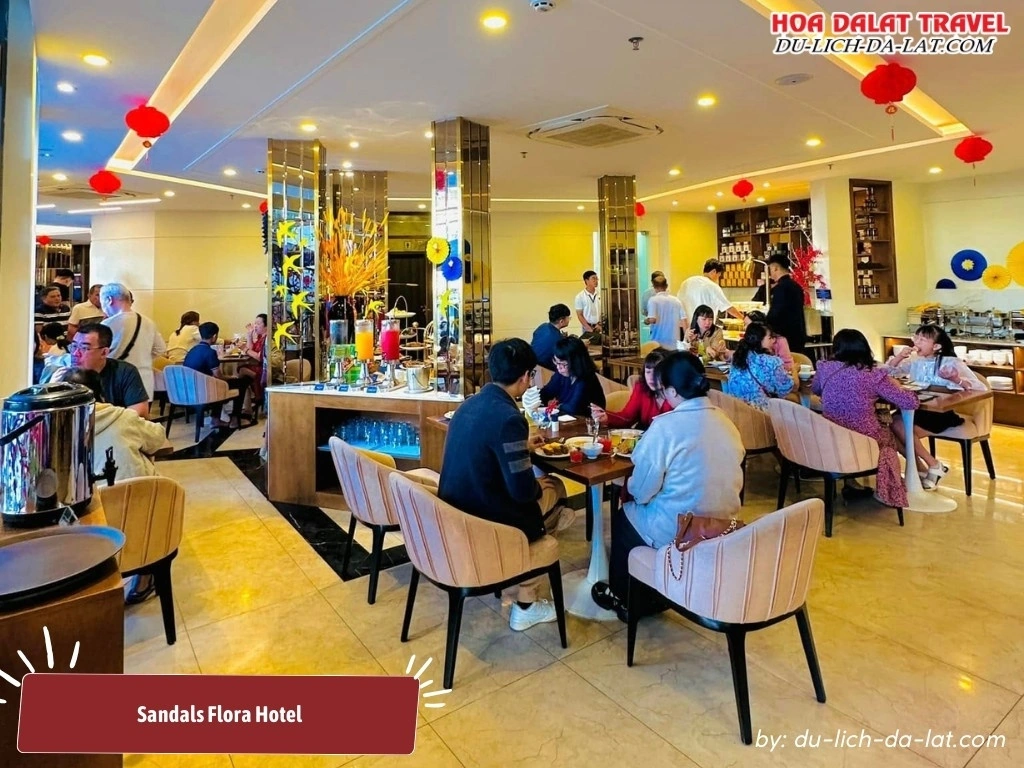 Nhà hàng ở Sandals Flora Hotel mang đến một không gian ẩm thực mới lạ và sang trọng