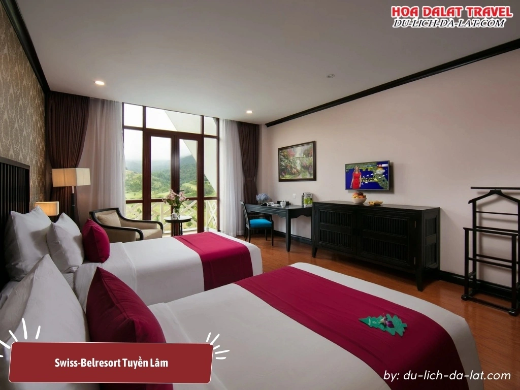 Swiss-Belresort mang đến không gian phòng nghỉ sang trọng, yên bình, và thơ mộng, phù hợp để nghỉ dưỡng 