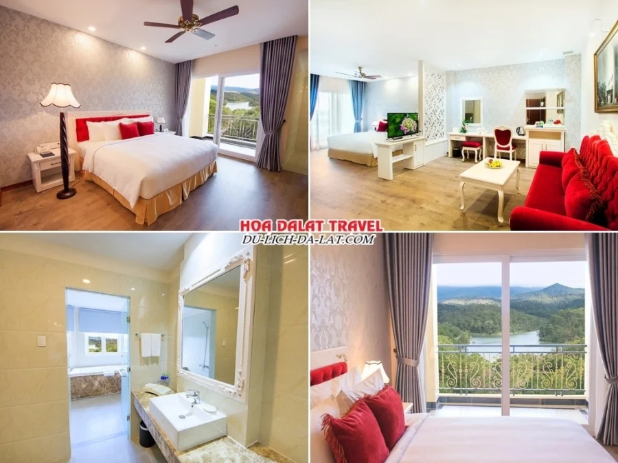 Phòng Valley Junior Suite tại Ladalat Hotel có diện tích từ 60 đến 70 m², được trang bị nội thất cao cấp và tiện nghi hiện đại với tầm nhìn hướng Thung Lũng Tình Yêu