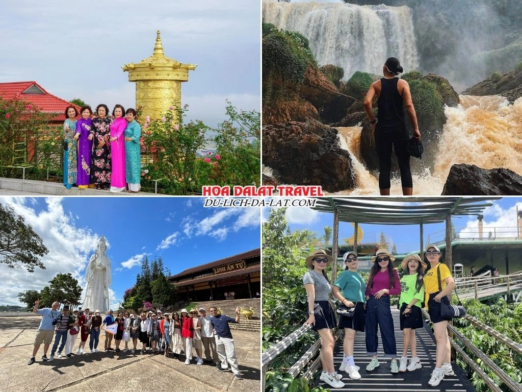 Tour Samten Hills Dalat 1 ngày tham quan Đại bảo tháp Kinh Luân, thác Voi, chùa Linh Ẩn và Mê Linh Coffee Garden