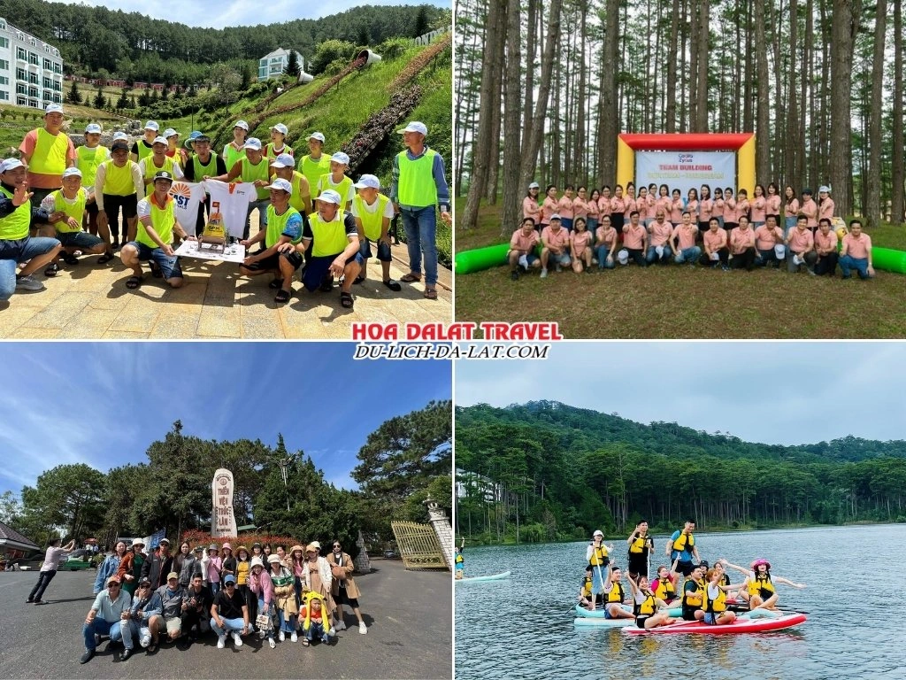 Lịch trình chiều ngày 1 tour Đà Lạt 2 ngày 1 đêm tham gia team building, tham quan Thiền viện Trúc Lâm và hồ Tuyền Lâm