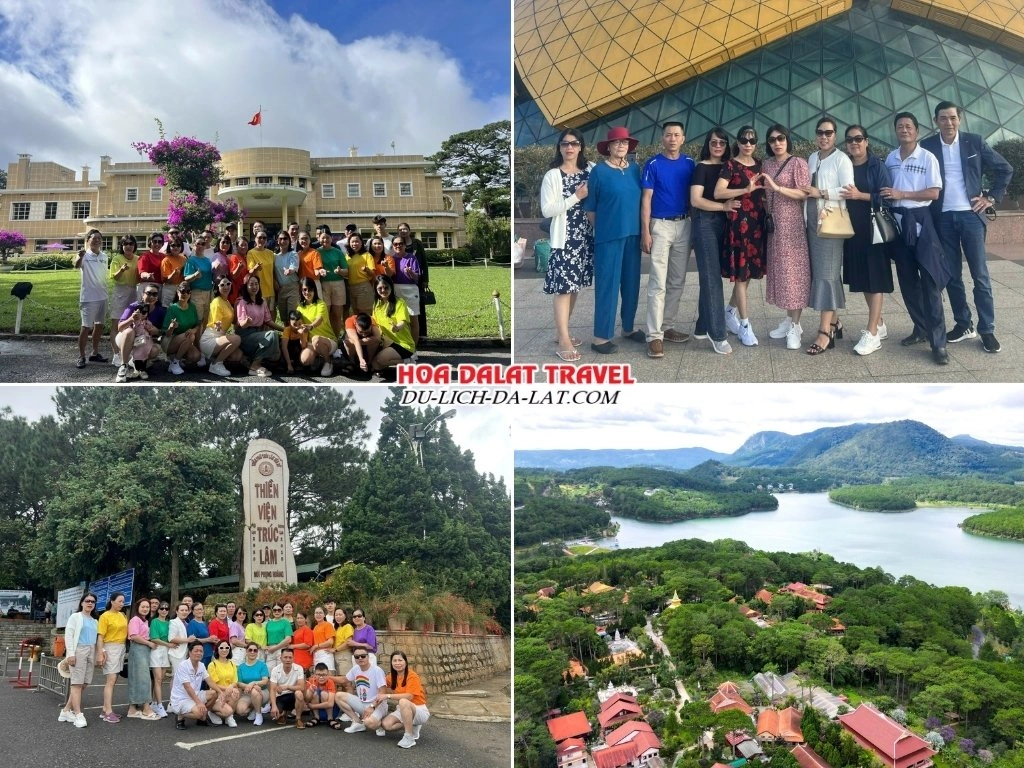 Lịch trình sáng ngày 2 tour Đà Lạt 3 ngày 2 đêm ghép đoàn tham quan Dinh Bảo Đại, Quảng Trường Lâm Viên, Thiền Viện Trúc Lâm, hồ Tuyền Lâm