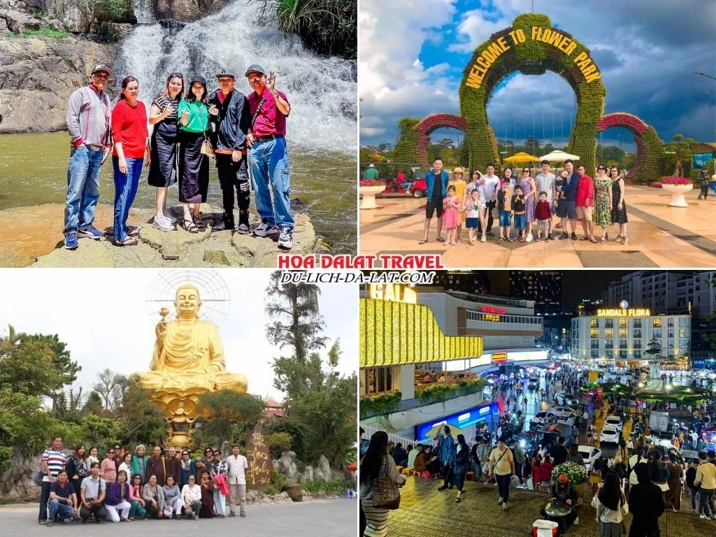 Lịch trình chiều, tối 2 tour Đà Lạt 4 ngày 3 đêm ghép đoàn tham quan thác Datanla, Vườn Hoa Thành Phố, Thiền Viện Vạn Hạnh, chợ đêm Đà Lạt