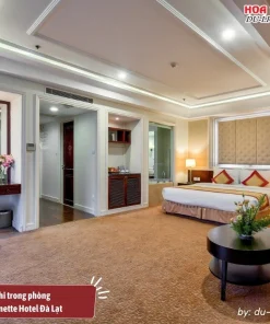 Phòng nghỉ tại La Sapinette Hotel Đà Lạt được trang bị tiện nghi hiện đại và không gian thoải mái