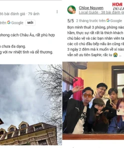 Đánh giá của khách hàng về khách sạn Saphir Đà Lạt dựa trên Google Maps