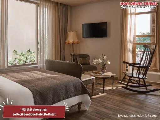 Nội thất phòng ngủ hiện đại mang phong cách Á Đông tại Le Récit Boutique Hôtel