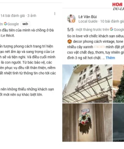 Đánh giá của khách hàng về khách sạn Le Récit Boutique Hôtel De Dalat dựa trên Google Maps