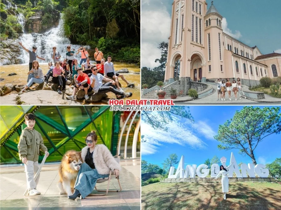 Lịch trình chiều ngày 2 tour Biên Hòa Đà Lạt 3N2Đ ghép đoàn khám phá Thác Datanla, Nhà thờ Con Gà, Quảng trường Lâm Viên, Khu du lịch Langbiang