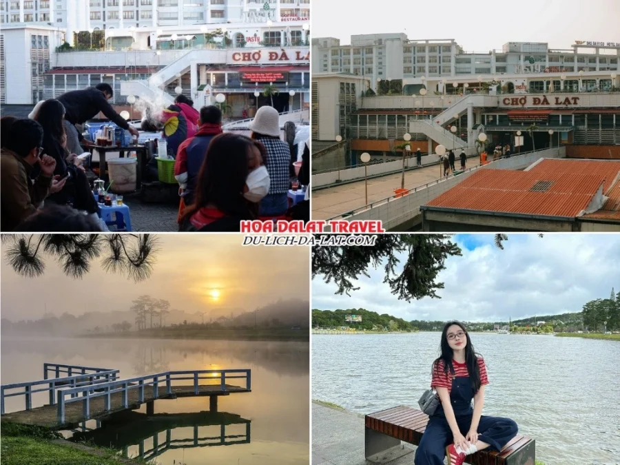 Lịch trình sáng ngày 1 tour ghép đoàn Bình Phước Đà Lạt 3N2Đ khám phá chợ Đà Lạt, dạo quanh hồ Xuân Hương