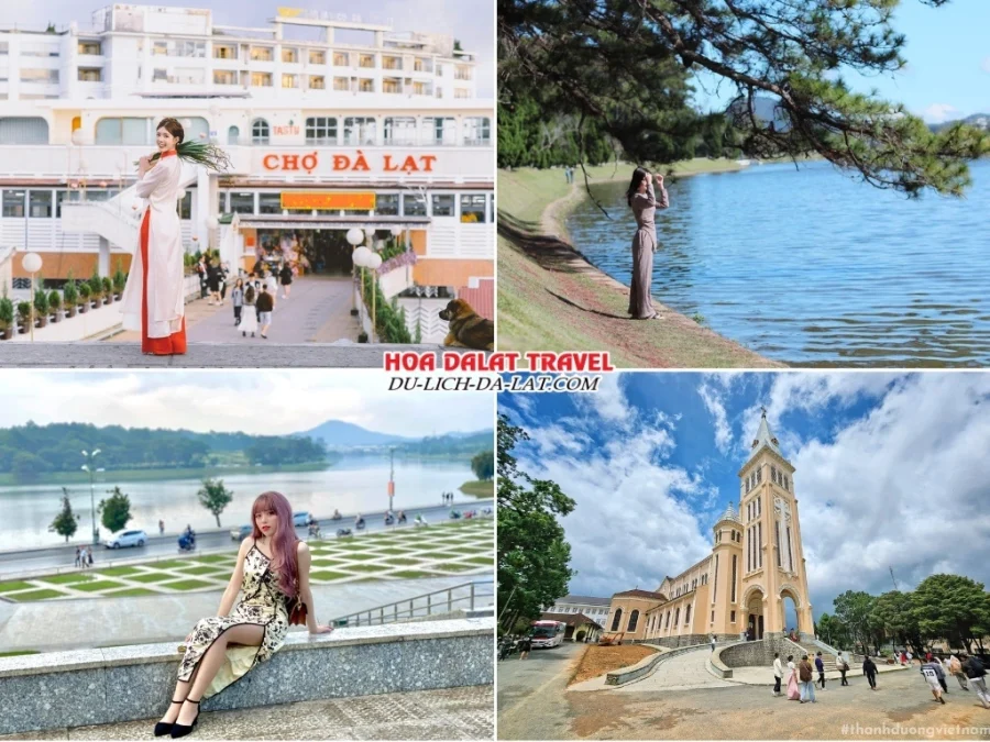 Lịch trình sáng ngày 1 tour Đà Lạt 3n2đ ghép đoàn đi xe giường nằm tham quan chợ Đà Lạt, hồ Xuân Hương, Quảng trường Lâm Viên, Nhà thờ Con Gà