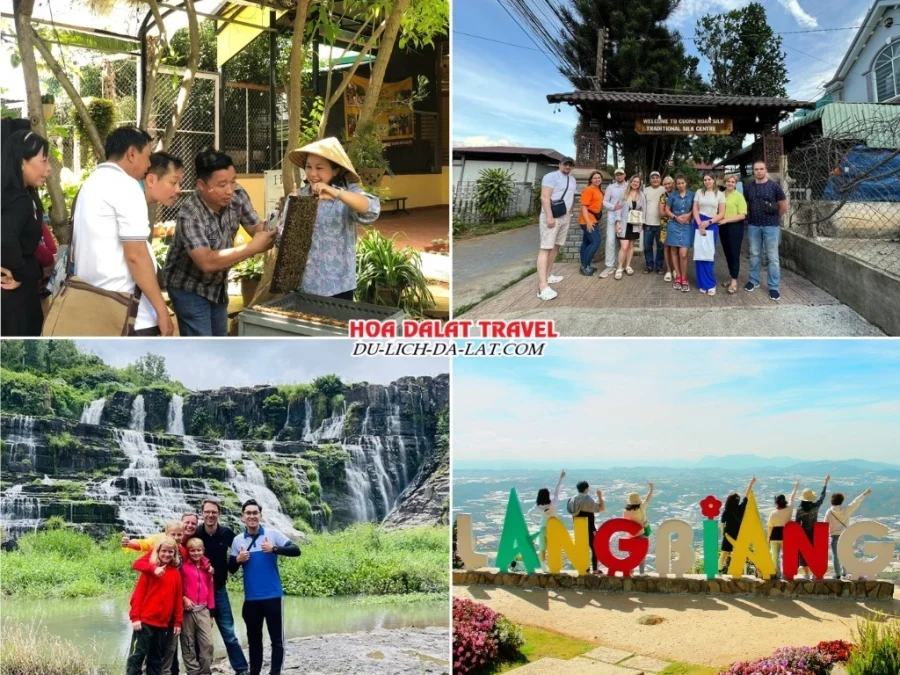 Lịch trình chiều ngày 2 tour Đắk Lắk Đà Lạt 3 ngày 2 đêm trọn gói tham quan Nông trại nuôi ong, Cường Hoàn Silk, Thác Pongour, Khu du lịch LangBiang