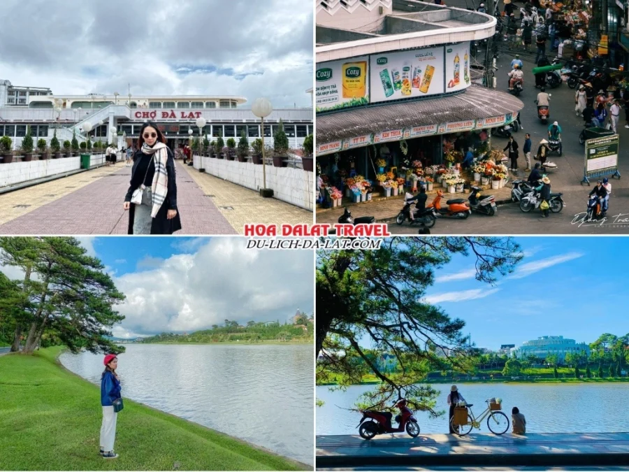 Lịch trình sáng ngày 1 tour Pleiku Gia Lai đi Đà Lạt 3 ngày 2 đêm ghép đoàn: dạo chợ Đà Lạt, thư giãn bên hồ Xuân Hương