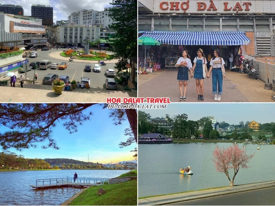 Lịch trình sáng ngày 1 tour Hà Nội Đà Lạt 3n2đ ghép đoàn dạo quanh chợ Đà Lạt, ngắm cảnh bên hồ Xuân Hương