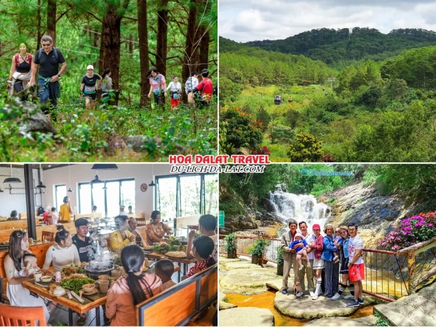 Lịch trình tour Langbiang Đà Lạt 1 ngày: Khám phá khu du lịch Langbiang, đồi Robin, dùng bữa trưa tại Leguda, tham quan thác Datanla