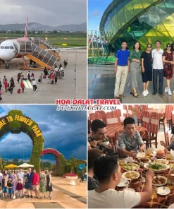 Lịch trình sáng ngày 1 tour Nha Trang Đà Lạt 4 ngày 3 đêm: đón quý khách tại sân bay Liên Khương, tham quan Quảng trường Lâm Viên, Vườn hoa thành phố Đà Lạt, dùng bữa trưa tại nhà hàng