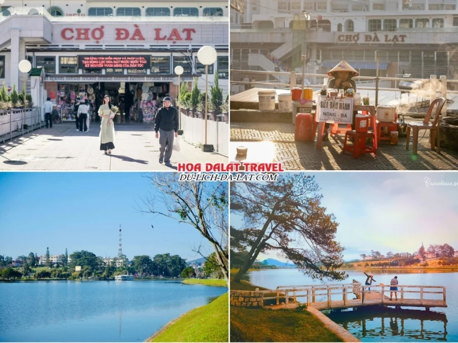 Lịch trình sáng ngày 1 tour Quảng Bình đi Đà Lạt 3n2đ ghép đoàn dạo quanh chợ Đà Lạt, thư giãn quanh hồ Xuân Hương