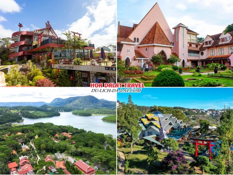 Các điểm đến nổi bật trong tour Quảng Bình Đà Lạt 3 ngày 2 đêm như Dalat View, nhà thờ Domaine, Thiền viện Trúc Lâm, khu du lịch Lá Phong