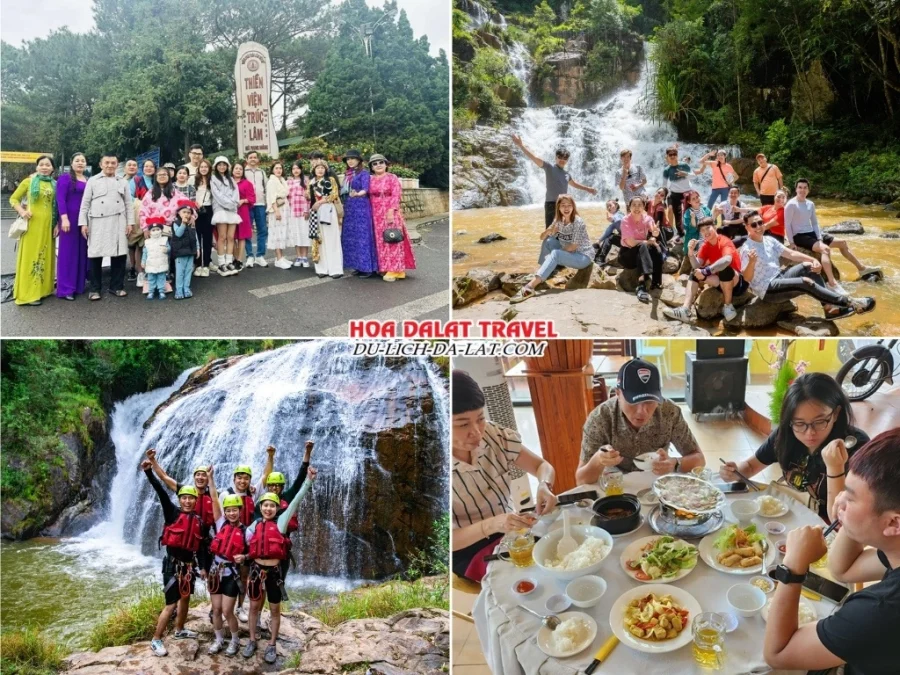 Lịch trình sáng ngày 2 tour Quảng Nam Đà Lạt 3n2đ trọn gói tham quan thiền viện Trúc Lâm Đà Lạt, thác Datanla, thưởng thức bữa trưa