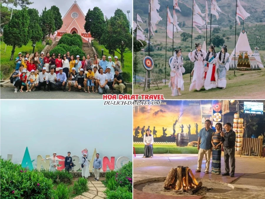 Lịch trình chiều ngày 2 tour Quảng Nam Đà Lạt 3n2đ trọn gói tham quan nhà thờ Domaine, Mongo Land, khu du lịch Langbiang, tham gia lễ hội cồng chiêng