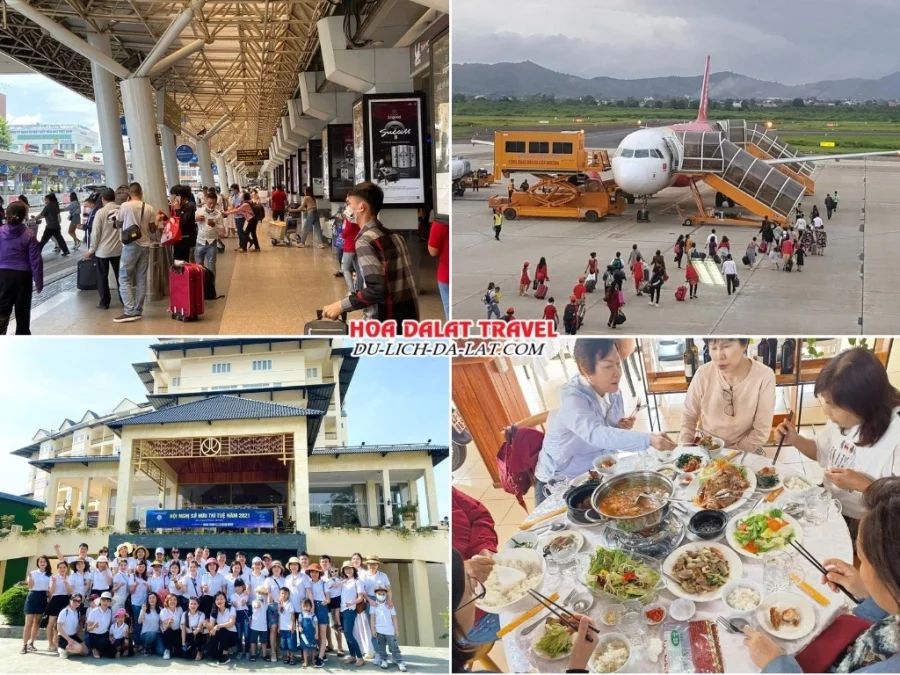 Lịch trình sáng ngày 1 tour Sài Gòn đi Đà Lạt bằng máy bay 3n2đ trọn gói ra sân bay Tân Sơn Nhất đến Đà Lạt, nhận phòng khách sạn, dùng bữa trưa