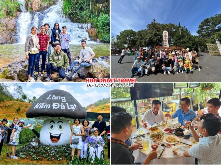 Lịch trình ngày 3 tour Sài Gòn đi Đà Lạt bằng máy bay 3n2đ trọn gói tham quan Thác Datanla, Thiền viện Trúc Lâm, Làng Nấm, dùng bữa trưa tại nhà hàng