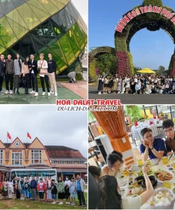 Lịch trình sáng ngày 1 tour Bình Dương Đà Lạt trọn gói 4 ngày 3 đêm tham quan Quảng trường Lâm Viên, Vườn hoa Thành phố Đà Lạt, Nhà Ga Đà Lạt, dùng bữa trưa tại nhà hàng buffet rau Leguda