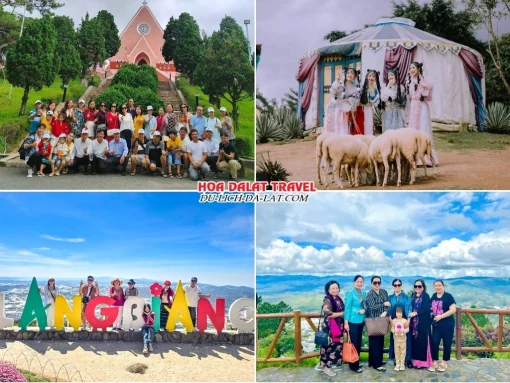 Lịch trình chiều ngày 2 tour Bình Dương Đà Lạt trọn gói 4 ngày 3 đêm tham quan Nhà thờ Domaine De Marie, Mongo Land Đà Lạt, Khu du lịch Langbiang