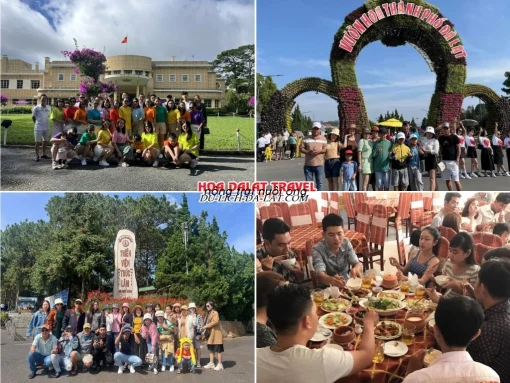 Lịch trình sáng ngày 2 tour Phan Thiết Đà Lạt trọn gói 4 ngày 3 đêm Ghé thăm Dinh 3 Bảo Đại, Vườn hoa thành phố Đà Lạt, Thiền viện Trúc Lâm, dùng bữa trưa tại nhà hàng