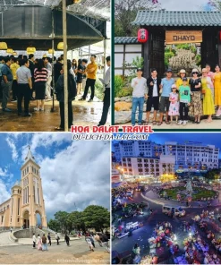 Lịch trình chiều ngày 3 tour Cà Mau Đà Lạt trọn gói 4 ngày 3 đêm tham quan Làng Nấm Đà Lạt, Hoàng Long Ohayo, Nhà thờ Con Gà, tự do khám phá Đà Lạt về đêm