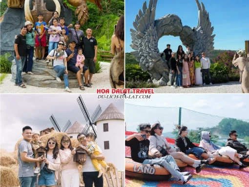 Lịch trình sáng ngày 2 tour Cần Thơ Đà Lạt 3 ngày 2 đêm ghép đoàn ghé thăm GOD Valley, Mongo Land, Trượt phao khô tại Mongo Land