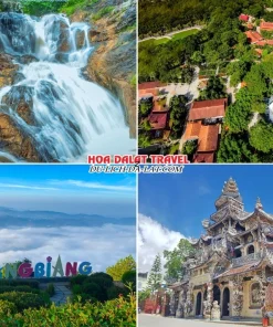 Các điểm đến nổi bật của tour Cần Thơ Đà Lạt 3 ngày 2 đêm như thác Datanla, thiền viện Trúc Lâm, Langbiang, chùa Linh Phước