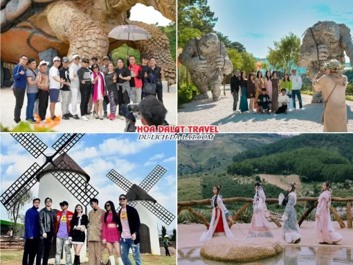 Lịch trình sáng ngày 2 tour Cần Thơ Đà Lạt 3 ngày 2 đêm trọn gói tham quan GOD Valley, Mongo Land, chơi trượt phao khô