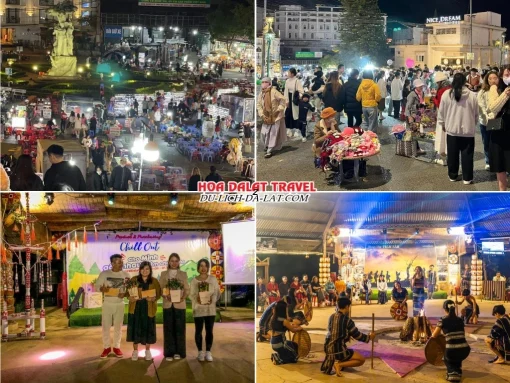 Lịch trình tối ngày 2 tour Cần Thơ Đà Lạt 3 ngày 2 đêm trọn gói khám phá Đà Lạt về đêm, tham gia chương trình giao lưu văn hóa Cồng Chiêng