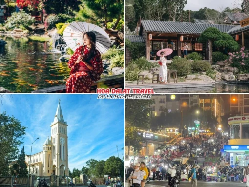 Lịch trình chiều ngày 3 tour Cần Thơ Đà Lạt ghép đoàn 4 ngày 3 đêm tham quan Hoàng Long Ohayo, Nhà thờ Con Gà, tự do khám phá Đà Lạt về đêm