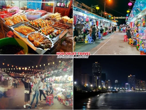 Lịch trình tối ngày 3 tour Cần Thơ Nha Trang Đà Lạt ghép đoàn 5 ngày 4 đêm Thưởng thức các món ăn đặc sản địa phương, Đi dạo ven biển