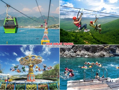 Lịch trình chiều ngày 4 tour Cần Thơ Nha Trang Đà Lạt ghép đoàn 5 ngày 4 đêm tham quan Vinpearl Land Nha Trang, Đi cáp treo vượt biển, chơi trò chơi cảm giác mạnh, vui chơi tại công viên phao nổi