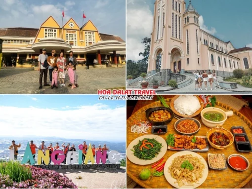 Lịch trình chiều ngày 3 tour Đà Lạt trọn gói 5 ngày 4 đêm tham quan Nhà Ga Xe Lửa Đà Lạt, Nhà Thờ Con Gà, Khu Du Lịch Langbiang, thưởng thức bữa tối tại nhà hàng trong Khu Du Lịch Langbiang