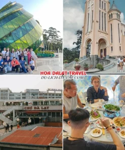 Lịch trình sáng ngày 3 tour Đà Lạt hè 3 ngày 2 đêm trọn gói tham quan Quảng trường Lâm Viên, Nhà thờ Con Gà, Chợ Đà Lạt, dùng bữa trưa