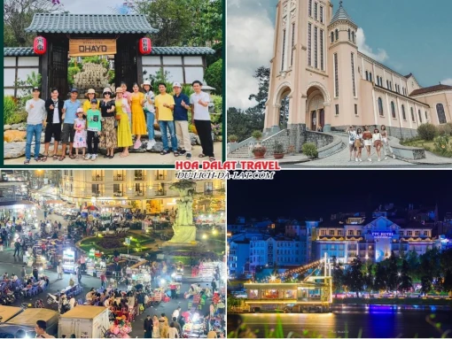 Lịch trình chiều ngày 3 tour Đà Lạt hè trọn gói 4 ngày 3 đêm tham quan Hoàng Long Ohayo, Nhà Thờ Con Gà, Dạo chợ đêm Đà Lạt, hồ Xuân Hương