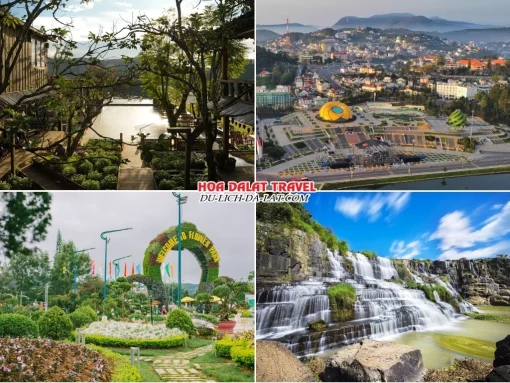 Những điểm đến hấp dẫn trong tour đi Đà Lạt Lễ 2 tháng 9 4 ngày 3 đêm như tiệm cà phê Bình Minh ơi, quảng trường Lâm Viên, vườn hoa thành phố Đà Lạt, thác Pongour Đà Lạt