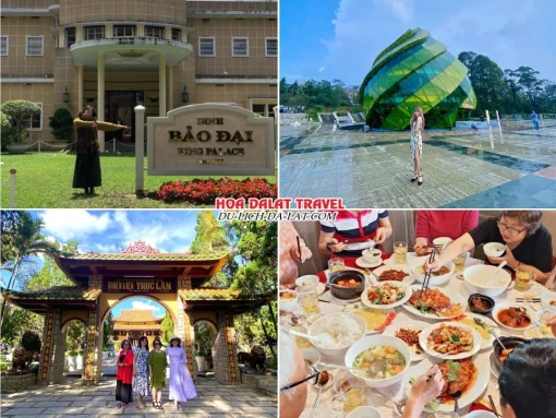 Lịch trình sáng ngày 2 tour Đà Lạt lễ 30 tháng 4 ghép đoàn 3 ngày 2 đêm khám phá Dinh 3 Bảo Đại, Quảng trường Lâm Viên, Thiền viện Trúc Lâm, dùng bữa trưa