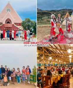 Lịch trình chiều ngày 2 tour Đà Lạt lễ 30 tháng 4 trọn gói 3 ngày 2 đêm tham quan Nhà thờ Domaine, Mongo Land, Khu du lịch Langbiang, thưởng thức bữa tối