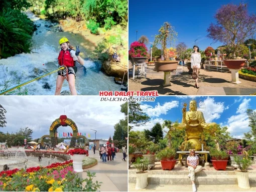 Lịch trình chiều ngày 2 tour Đà Lạt Lễ 30 tháng 4 ghép đoàn 4 ngày 3 đêm tham quan Thác Datanla, Vườn hoa thành phố, Thiền viện Vạn Hạnh