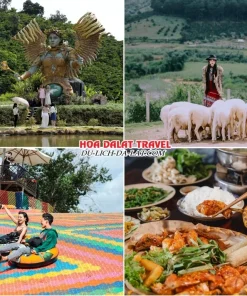 Lịch trình sáng ngày 3 tour Đà Lạt Lễ 30 tháng 4 ghép đoàn 4 ngày 3 đêm Check in GOD Valley, Mongo Land, chơi trượt phao khô tại Mongo Land, dùng bữa trưa tại một nhà hàng