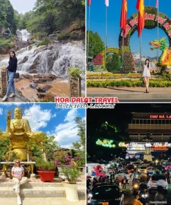 Lịch trình chiều tối ngày 2 tour du lịch Tết Đà Lạt 3 ngày 2 đêm ghép đoàn tham quan Thác Datanla, Vườn hoa thành phố, Thiền viện Vạn Hạnh, Dạo chợ đêm Đà Lạt